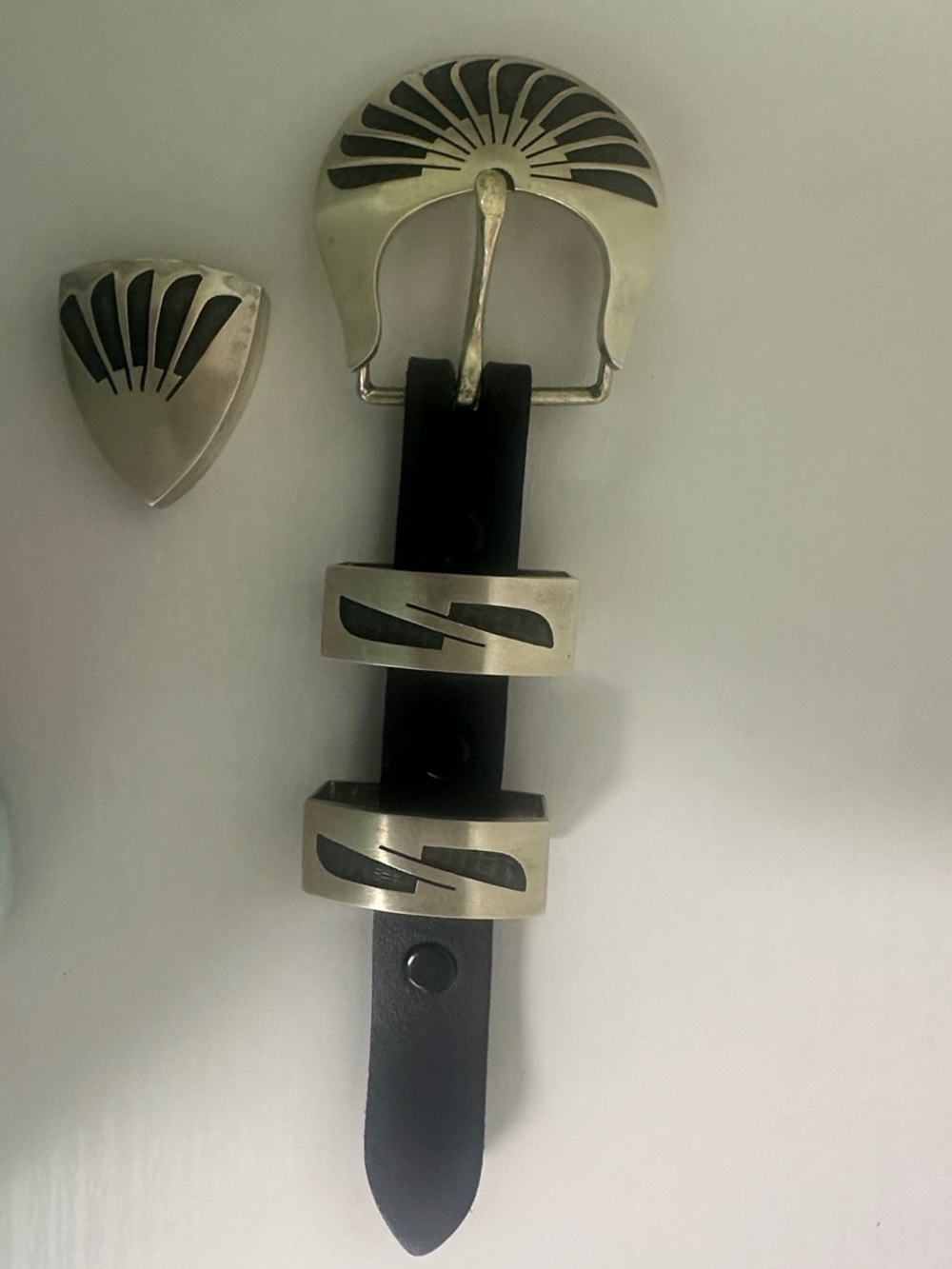 Vintage Native American .925 Sterling Silver four piece Ranger buckle set.